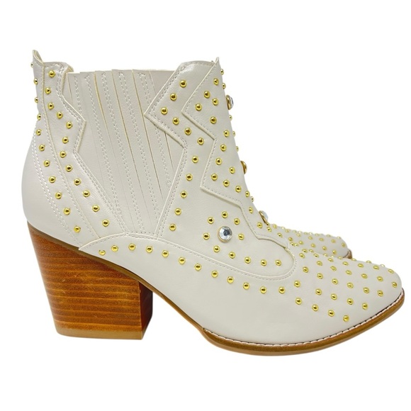 Coconuts by Matisse Cream Ankle Boots with Gold Accents - Picture 2 of 10